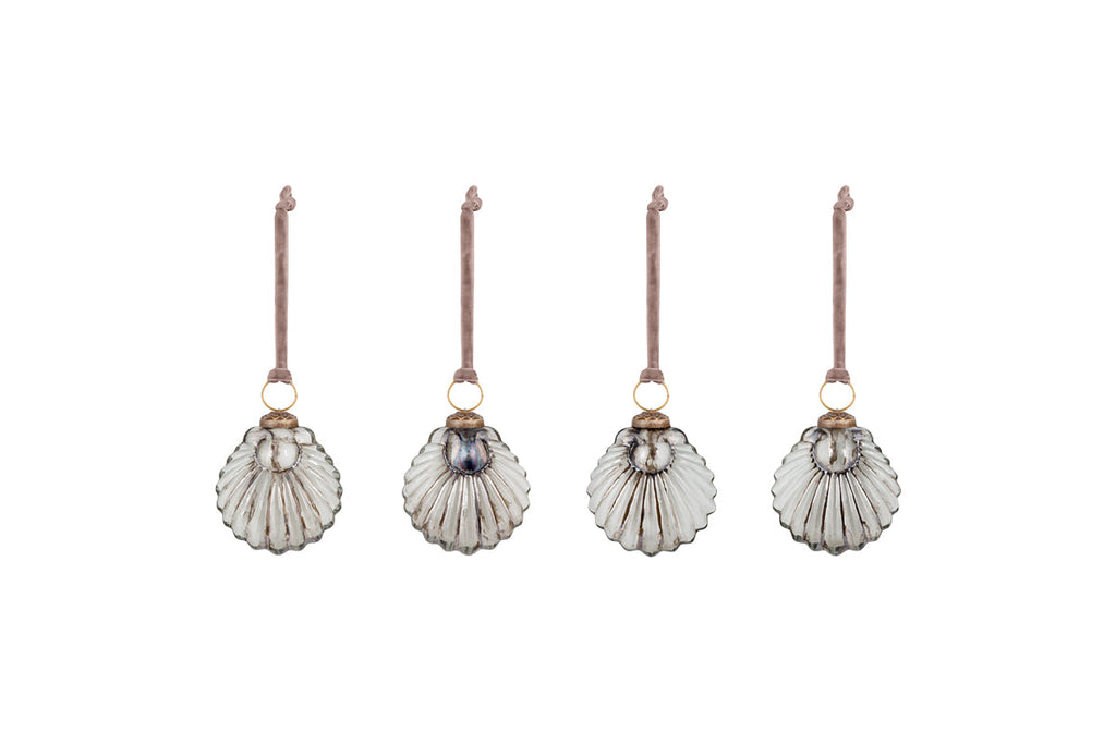 Sohni Shell Baubles - Gold & Cream - (Set of 4)